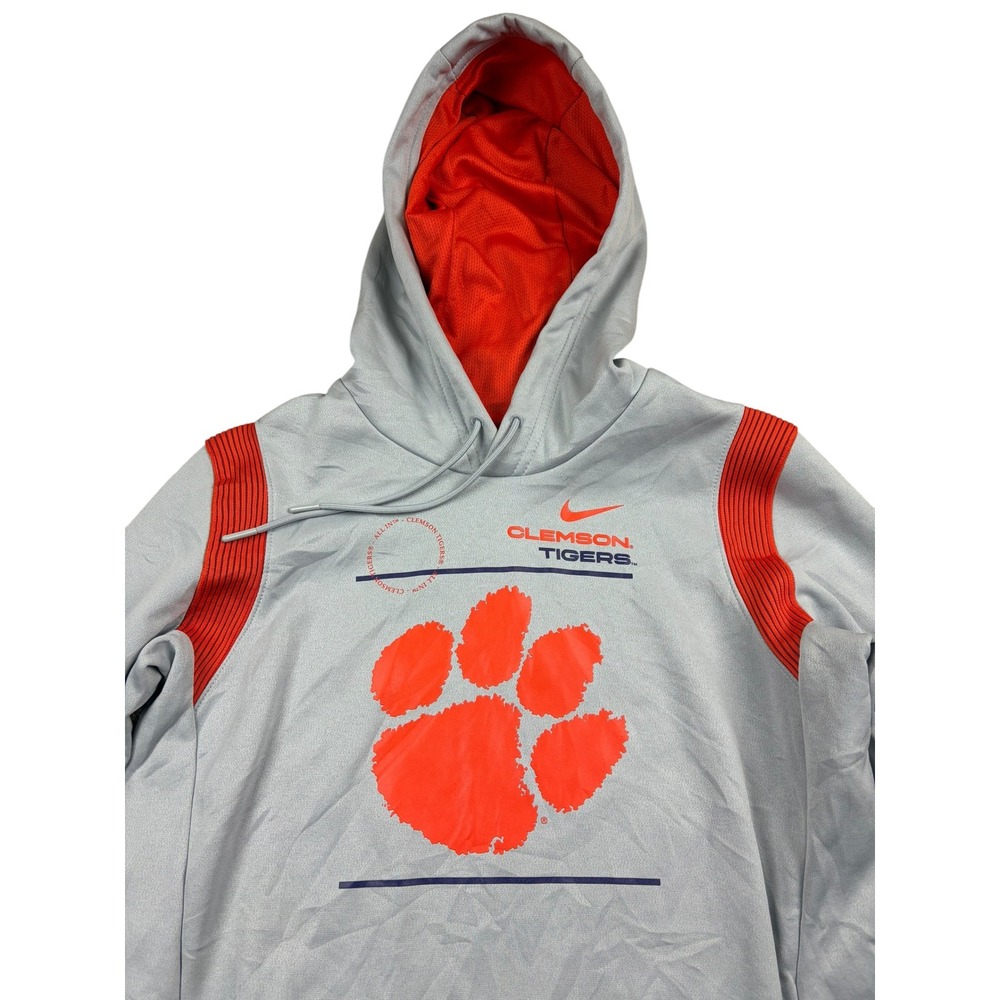 Nike Clemson Tigers Dri-FIT On-Field Hoodie Grey Orange Mens Small NCAA Pullover